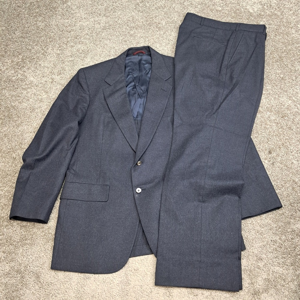 Hart Schaffner Marx Mens Pure Virgin Wool 2 Piece Suit Charcoal Gray 34x29